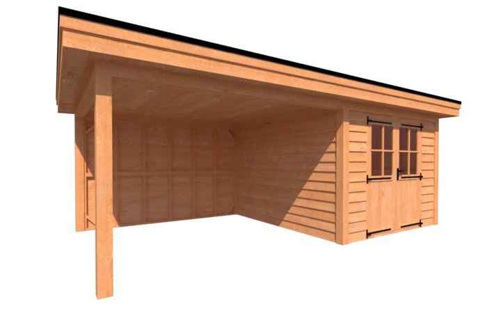 Tuinhuis met veranda plat dak 300 x 350 + 350cm