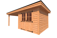 Tuinhuis met veranda plat dak 300 x 350 + 350cm