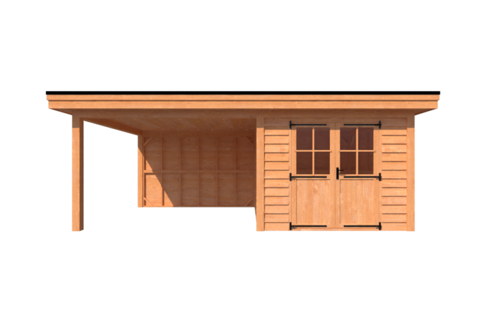 Tuinhuis met veranda plat dak 300 x 350 + 350cm