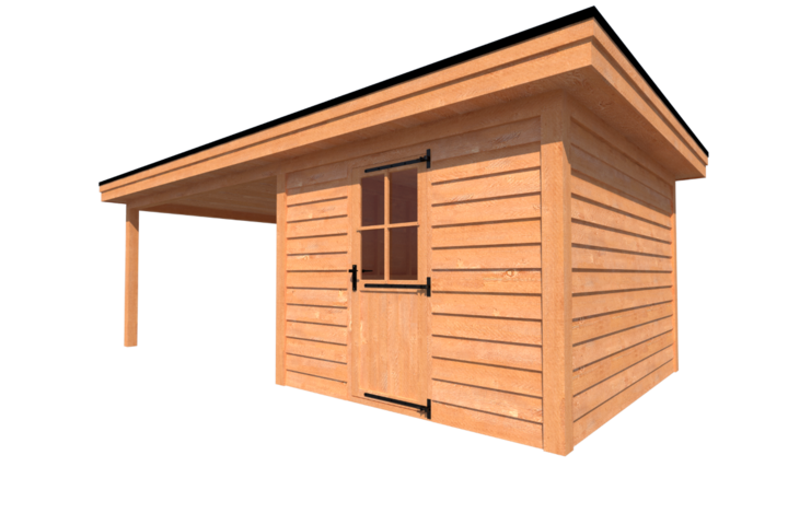 Tuinhuis met veranda plat dak 300 x 350 + 400cm Tuinhuis met veranda plat dak 300 x 350 + 400cm