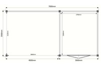 Tuinhuis met veranda plat dak 300 x 350 + 400cm Tuinhuis met veranda plat dak 300 x 350 + 400cm