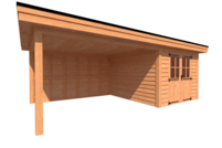 Tuinhuis met veranda plat dak 300 x 350 + 400cm Tuinhuis met veranda plat dak 300 x 350 + 400cm