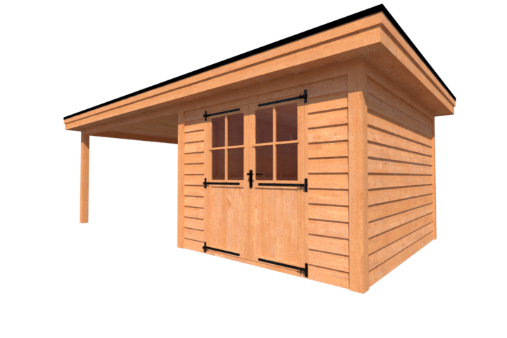 Tuinhuis met veranda plat dak 300 x 350 + 400cm Tuinhuis met veranda plat dak 300 x 350 + 400cm