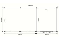 Tuinhuis met veranda plat dak 300 x 350 + 450cm Tuinhuis met veranda plat dak 300 x 350 + 450cm