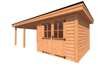 Tuinhuis met veranda plat dak 300 x 350 + 450cm Tuinhuis met veranda plat dak 300 x 350 + 450cm