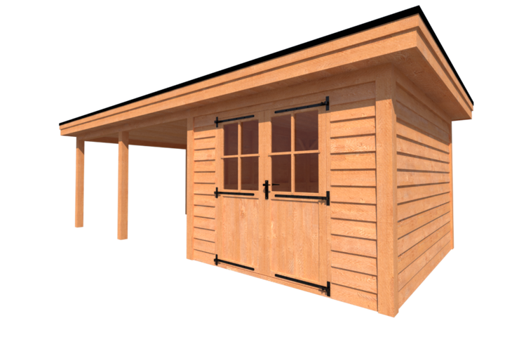 Tuinhuis met veranda plat dak 300 x 350 + 450cm Tuinhuis met veranda plat dak 300 x 350 + 450cm