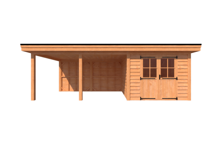 Tuinhuis met veranda plat dak 300 x 350 + 450cm Tuinhuis met veranda plat dak 300 x 350 + 450cm
