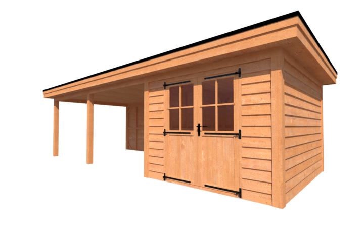 Tuinhuis met veranda plat dak 300 x 350 + 550cm Tuinhuis met veranda plat dak 300 x 350 + 550cm