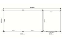 Tuinhuis met veranda plat dak 300 x 350 + 600cm Tuinhuis met veranda plat dak 300 x 350 + 600cm