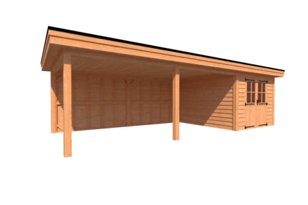 Tuinhuis met veranda plat dak 300 x 350 + 600cm Tuinhuis met veranda plat dak 300 x 350 + 600cm