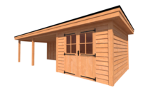 Tuinhuis met veranda plat dak 300 x 350 + 600cm Tuinhuis met veranda plat dak 300 x 350 + 600cm