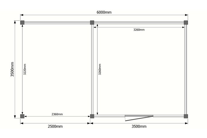 Tuinhuis met veranda plat dak 350 x 350 + 250cm Tuinhuis met veranda plat dak 350 x 350 + 250cm