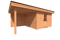 Tuinhuis met veranda plat dak 350 x 350 + 250cm Tuinhuis met veranda plat dak 350 x 350 + 250cm