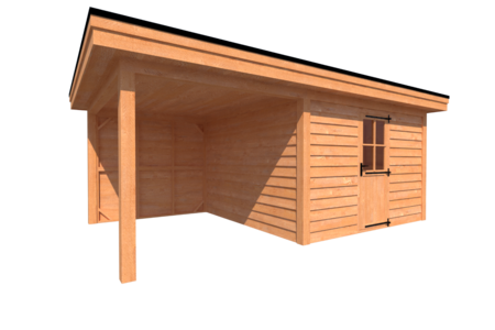 Tuinhuis met veranda plat dak 350 x 350 + 250cm Tuinhuis met veranda plat dak 350 x 350 + 250cm