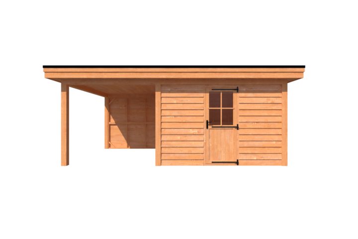 Tuinhuis met veranda plat dak 350 x 350 + 250cm Tuinhuis met veranda plat dak 350 x 350 + 250cm