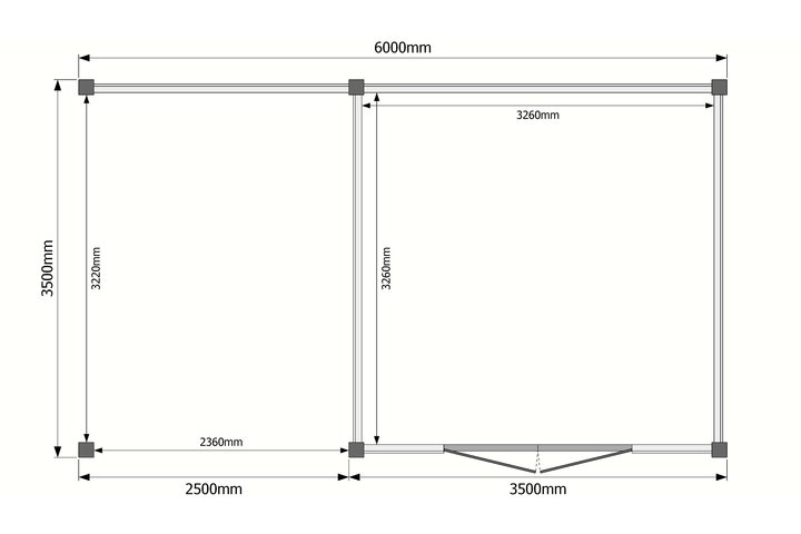 Tuinhuis met veranda plat dak 350 x 350 + 250cm Tuinhuis met veranda plat dak 350 x 350 + 250cm