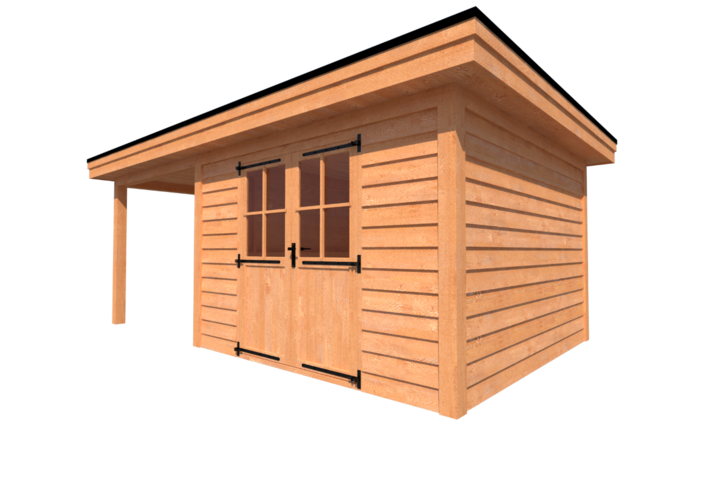 Tuinhuis met veranda plat dak 350 x 350 + 250cm Tuinhuis met veranda plat dak 350 x 350 + 250cm