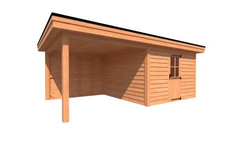 Tuinhuis met veranda plat dak 350 x 350 + 300cm Tuinhuis met veranda plat dak 350 x 350 + 300cm