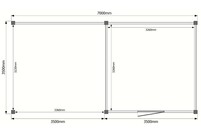 Tuinhuis met veranda plat dak 350 x 350 + 350cm