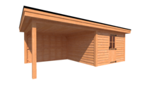 Tuinhuis met veranda plat dak 350 x 350 + 350cm