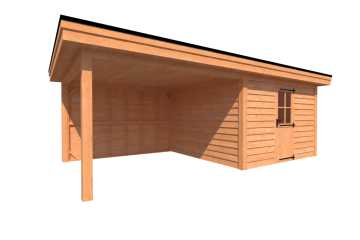 Tuinhuis met veranda plat dak 350 x 350 + 350cm