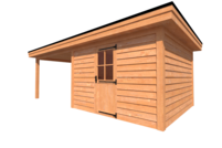 Tuinhuis met veranda plat dak 350 x 350 + 350cm