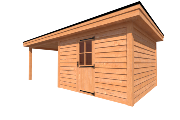 Tuinhuis met veranda plat dak 350 x 350 + 350cm