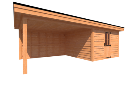 Tuinhuis met veranda plat dak 350 x 350 + 400cm Tuinhuis met veranda plat dak 350 x 350 + 400cm