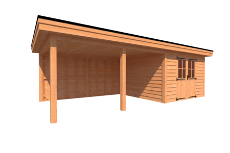 Tuinhuis met veranda plat dak 350 x 350 + 450cm Tuinhuis met veranda plat dak 350 x 350 + 450cm