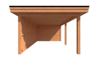 Tuinhuis met veranda plat dak 350 x 350 + 500cm