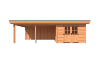 Tuinhuis met veranda plat dak 350 x 350 + 500cm