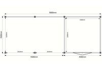 Tuinhuis met veranda plat dak 350 x 350 + 550cm Tuinhuis met veranda plat dak 350 x 350 + 550cm
