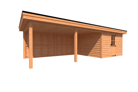 Tuinhuis met veranda plat dak 350 x 350 + 550cm Tuinhuis met veranda plat dak 350 x 350 + 550cm