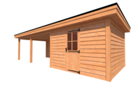 Tuinhuis met veranda plat dak 350 x 350 + 550cm Tuinhuis met veranda plat dak 350 x 350 + 550cm