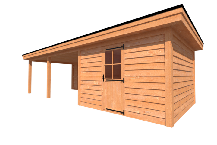 Tuinhuis met veranda plat dak 350 x 350 + 550cm Tuinhuis met veranda plat dak 350 x 350 + 550cm