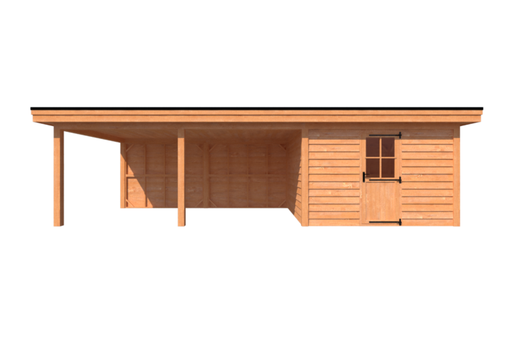 Tuinhuis met veranda plat dak 350 x 350 + 550cm Tuinhuis met veranda plat dak 350 x 350 + 550cm