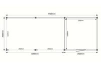 Tuinhuis met veranda plat dak 350 x 350 + 600cm Tuinhuis met veranda plat dak 350 x 350 + 600cm