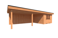 Tuinhuis met veranda plat dak 350 x 350 + 600cm