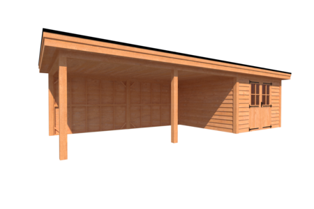 Tuinhuis met veranda plat dak 350 x 350 + 600cm Tuinhuis met veranda plat dak 350 x 350 + 600cm