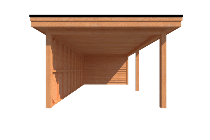 Tuinhuis met veranda plat dak 350 x 350 + 600cm