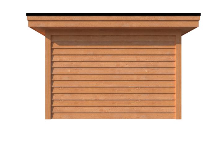 Tuinhuis met veranda plat dak 350 x 350 + 600cm