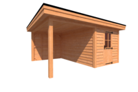 Tuinhuis met veranda plat dak 250 x 400 + 250cm