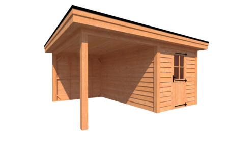 Tuinhuis met veranda plat dak 250 x 400 + 250cm Tuinhuis met veranda plat dak 250 x 400 + 250cm