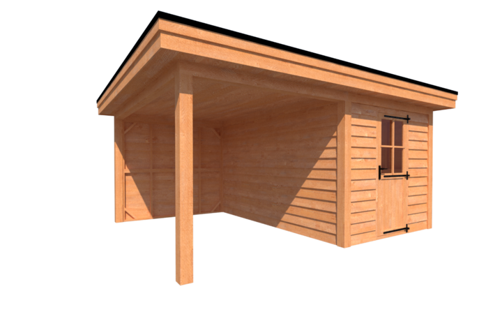 Tuinhuis met veranda plat dak 250 x 400 + 250cm