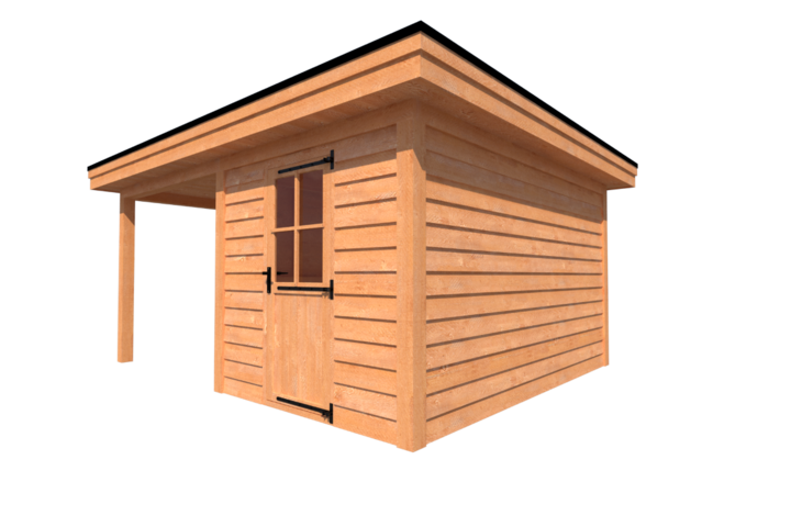 Tuinhuis met veranda plat dak 250 x 400 + 250cm