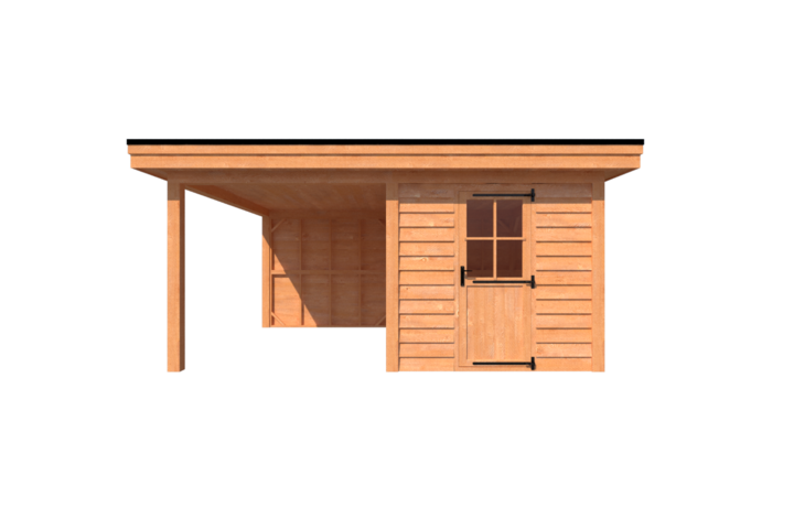Tuinhuis met veranda plat dak 250 x 400 + 250cm