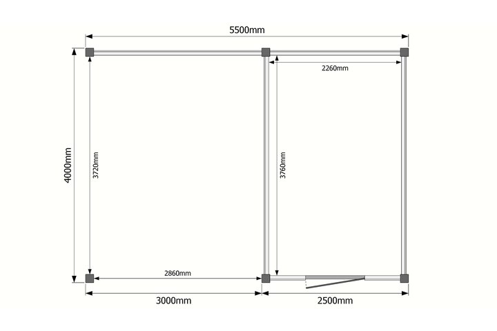 Tuinhuis met veranda plat dak 250 x 400 + 300cm Tuinhuis met veranda plat dak 250 x 400 + 300cm