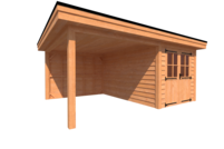 Tuinhuis met veranda plat dak 250 x 400 + 300cm Tuinhuis met veranda plat dak 250 x 400 + 300cm