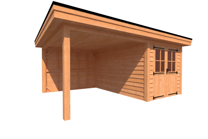 Tuinhuis met veranda plat dak 250 x 400 + 300cm Tuinhuis met veranda plat dak 250 x 400 + 300cm