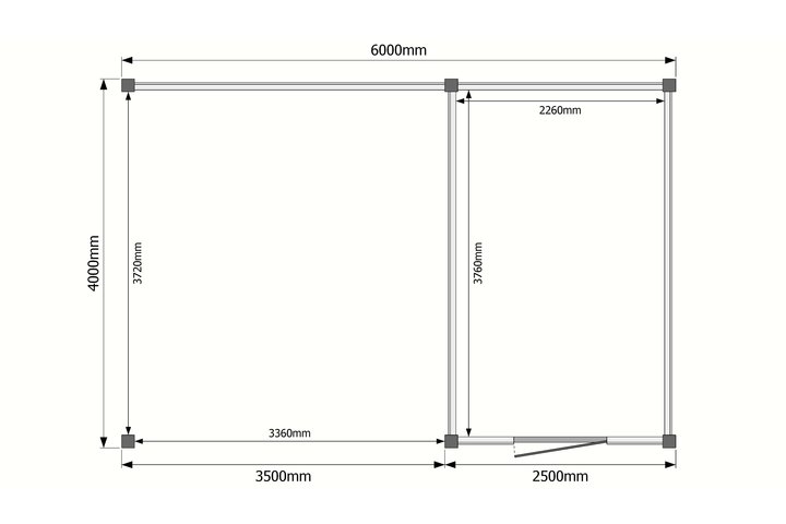 Tuinhuis met veranda plat dak 250 x 400 + 350cm Tuinhuis met veranda plat dak 250 x 400 + 350cm